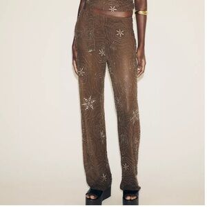 ZARA BEADED SEQUIN PANTS Size S NWT VIRAL SOLD OUT!